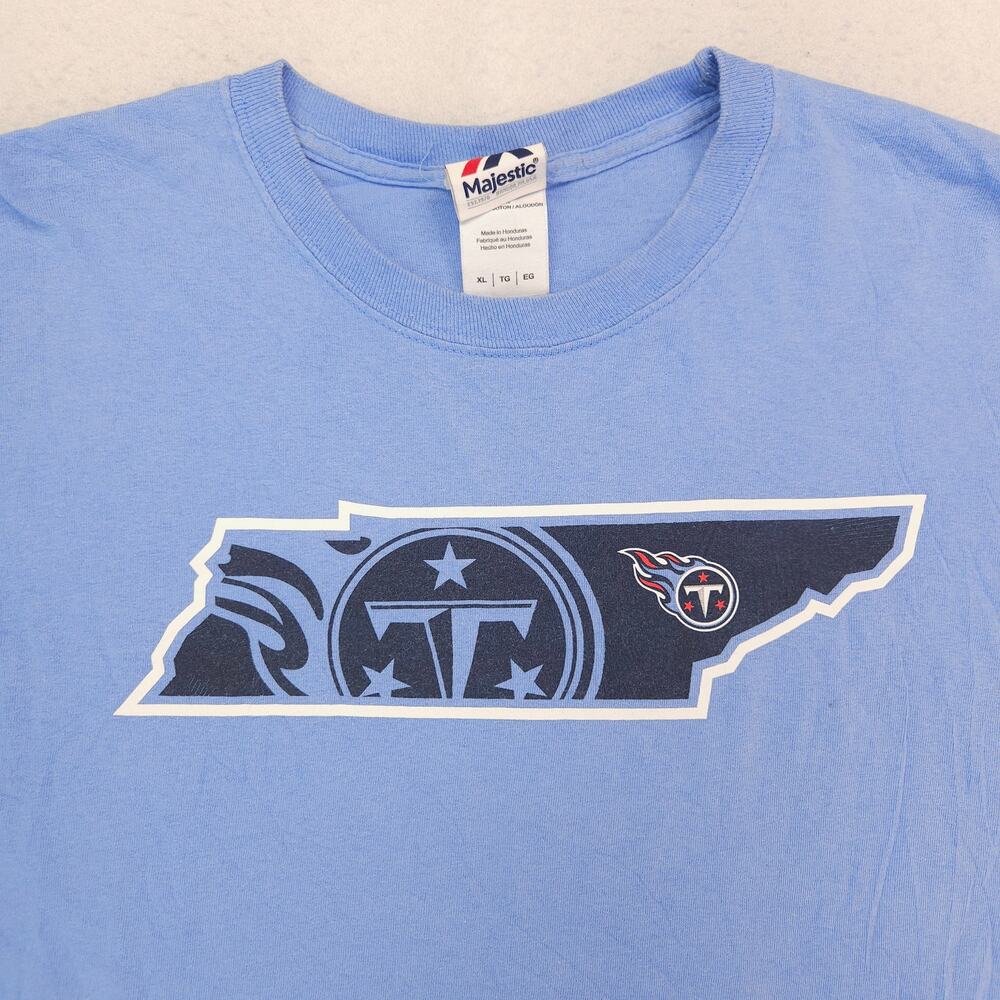 Majestic Tennessee Titans Graphic Long Sleeve Football T Shirt Mens Size XL Blue